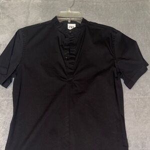 Zara Men's Black Mandarin Collar Shirt